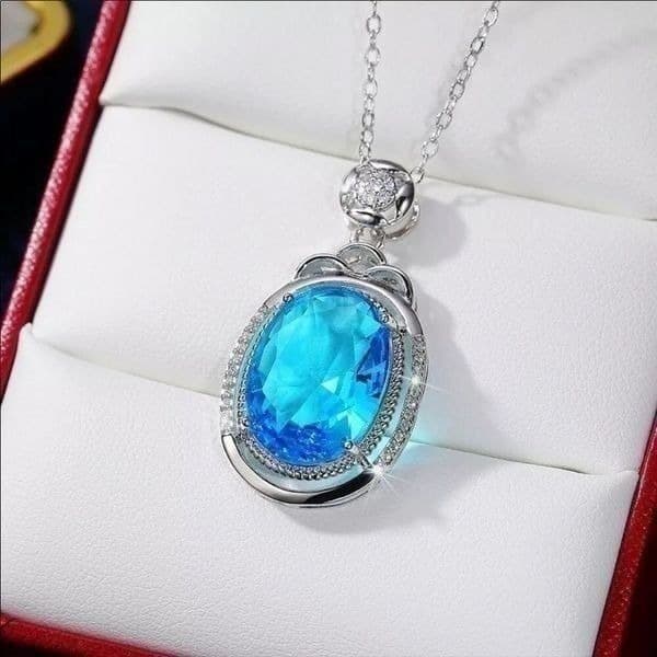 The Cassandra 925 necklace with blue cubic zirconia pendant - Image 1