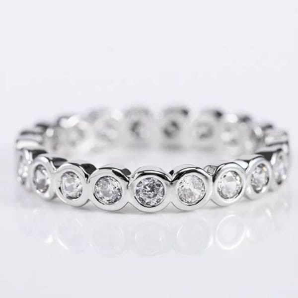 The Brilliant Bezel eternity band with zircon in Sterling Silver sz 8 - Thumbnail 2