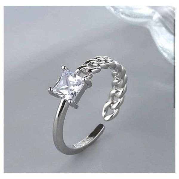 The Multi Ring adjustable 925 half link ring with cubic zirconia - Thumbnail 2