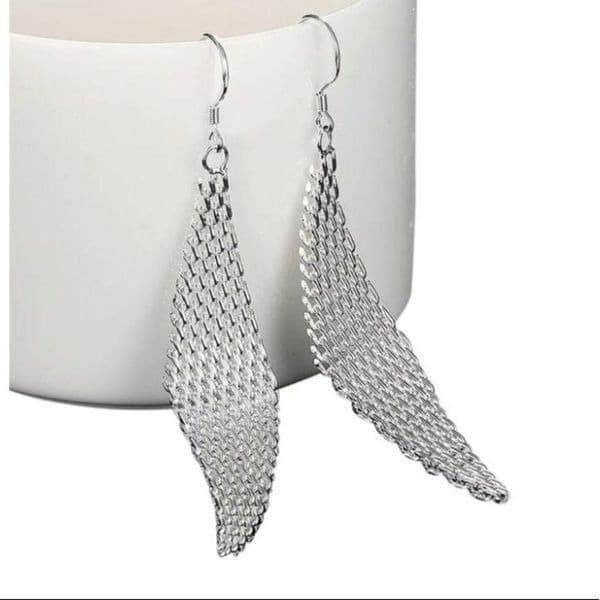 The Disco Queen Mesh Tibetan Silver trapezoid drop earring. - Image 1