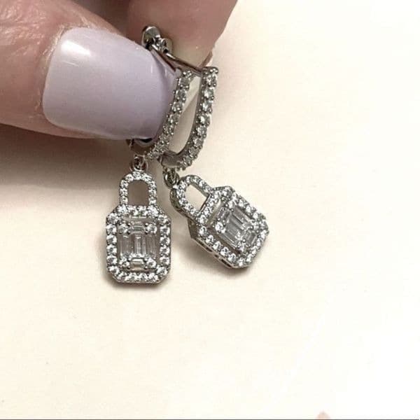 The Gatsby Earring drop in silver & zirconium drop earrings - Thumbnail 2