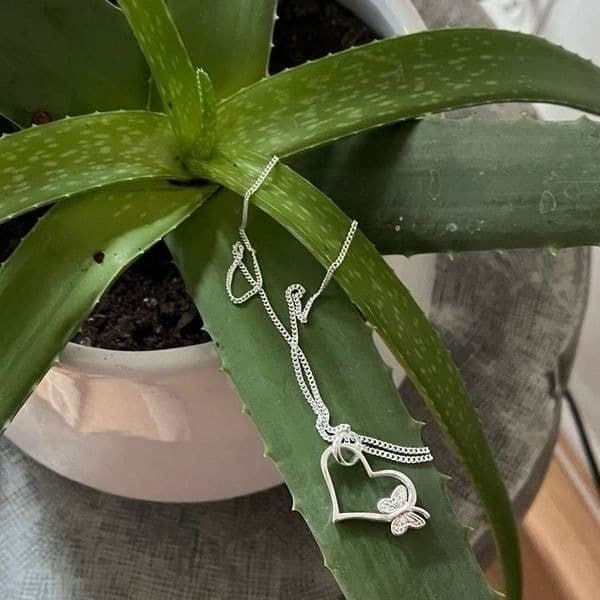 The Butterfly Heart Pendant Necklace in 925 silver - Thumbnail 5