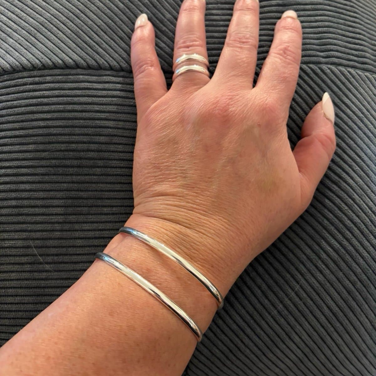 The Double Duo Sterling Silver ring and Bracelet set 2pc set - Thumbnail 5