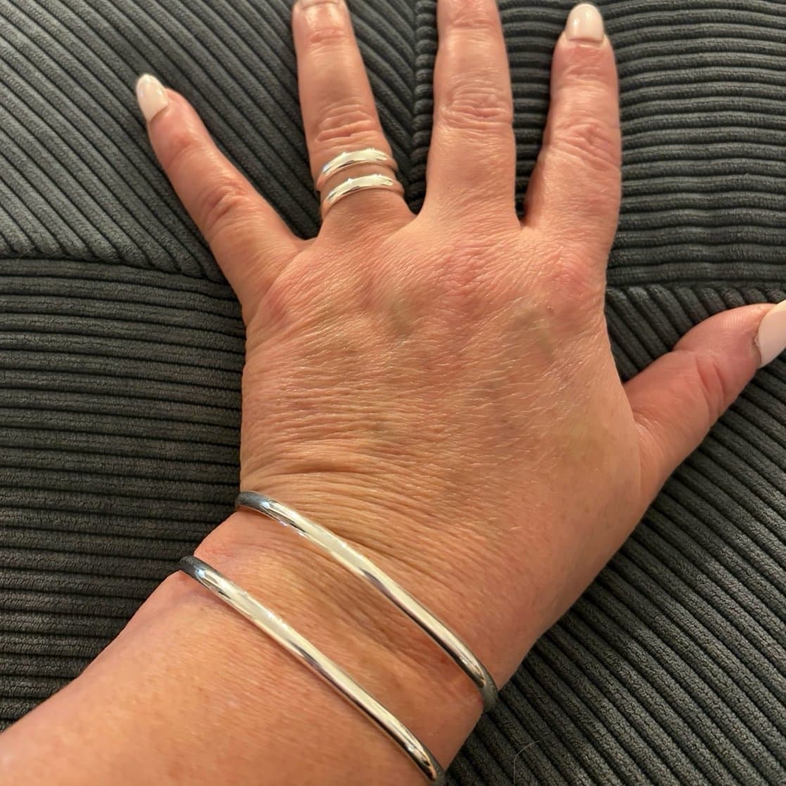 The Double Duo Sterling Silver ring and Bracelet set 2pc set - Thumbnail 6