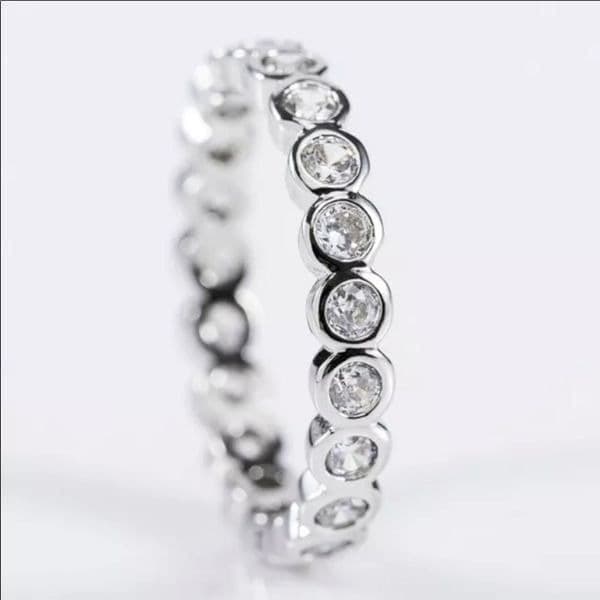 The Brilliant Bezel eternity band with zircon in Sterling Silver sz 8 - Thumbnail 3