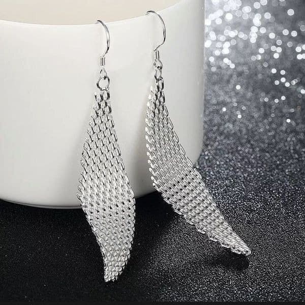 The Disco Queen Mesh Tibetan Silver trapezoid drop earring. - Thumbnail 2