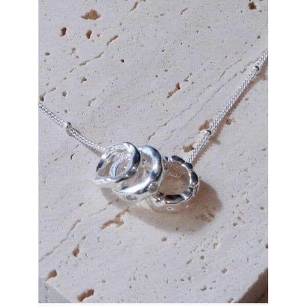 The triple chic pendant necklace in 925 silver and lab created stones. - Thumbnail 8