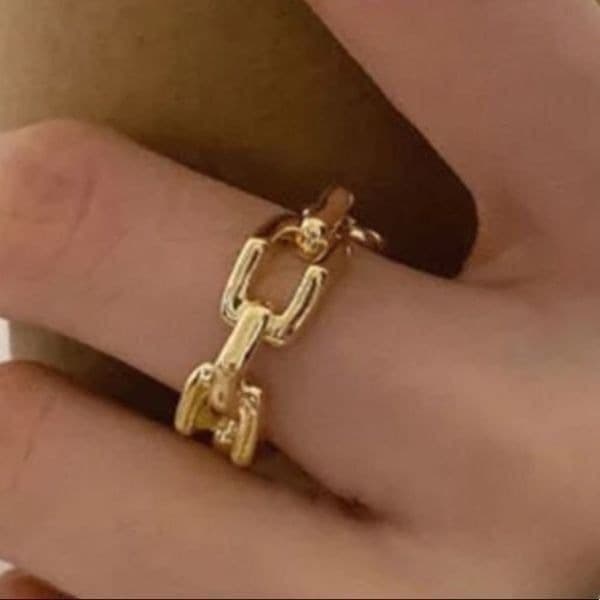 The 3D Geo Ring in 18k gold 925 adjustable links - Image 1