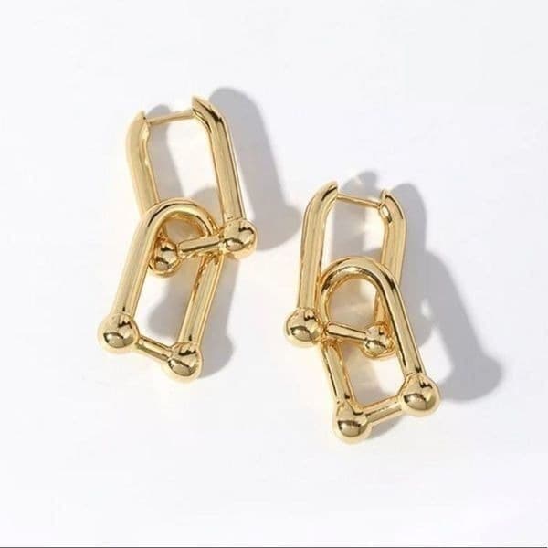 The U Link 2 in 1 Statement Drop Earring in Gold 925/14k - Thumbnail 5
