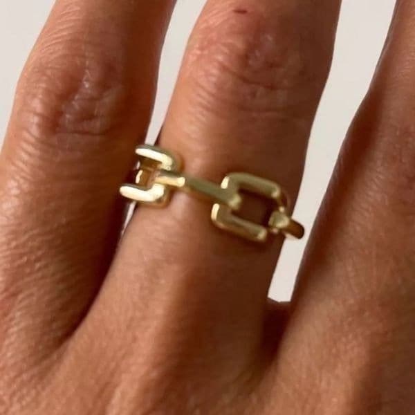 The 3D Geo Ring in 18k gold 925 adjustable links - Thumbnail 7