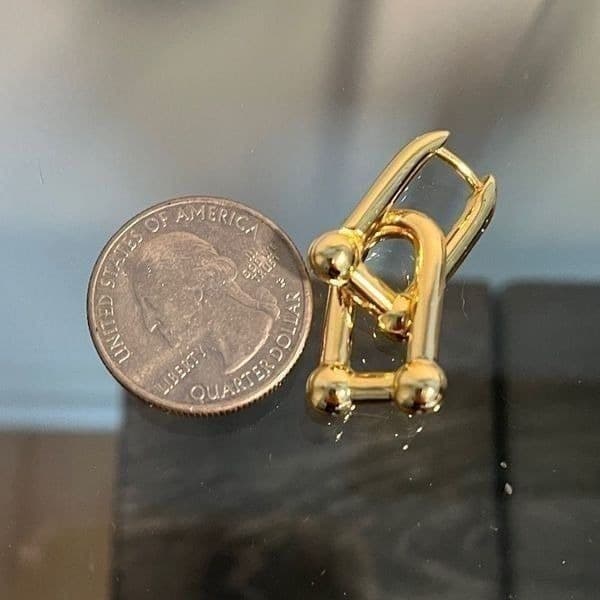 The U Link 2 in 1 Statement Drop Earring in Gold 925/14k - Thumbnail 3