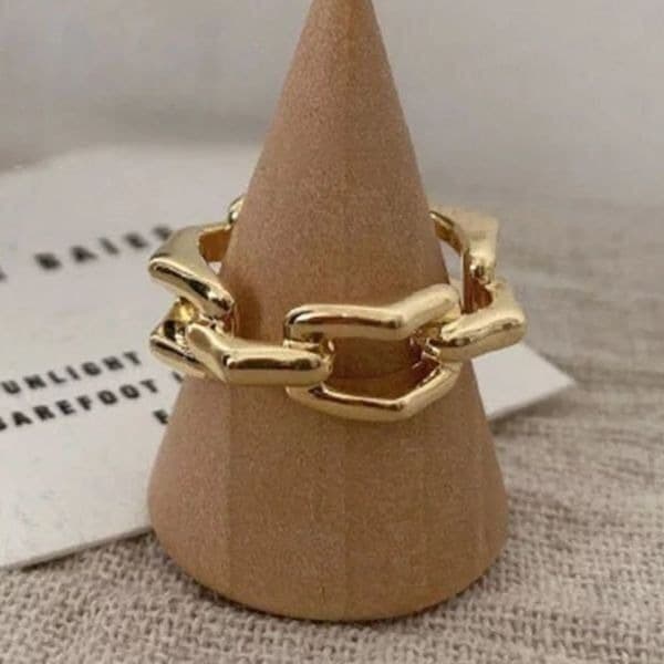 The 3D Geo Ring in 18k gold 925 adjustable links - Thumbnail 2