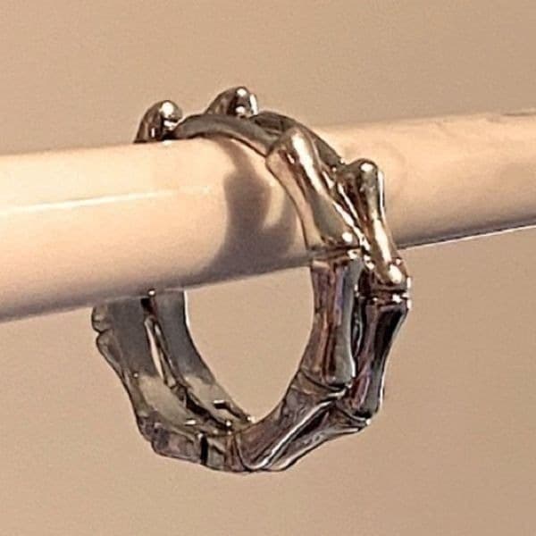 The Bamboo Bae 925 silver dainty huggie, hoop earrings - Thumbnail 3