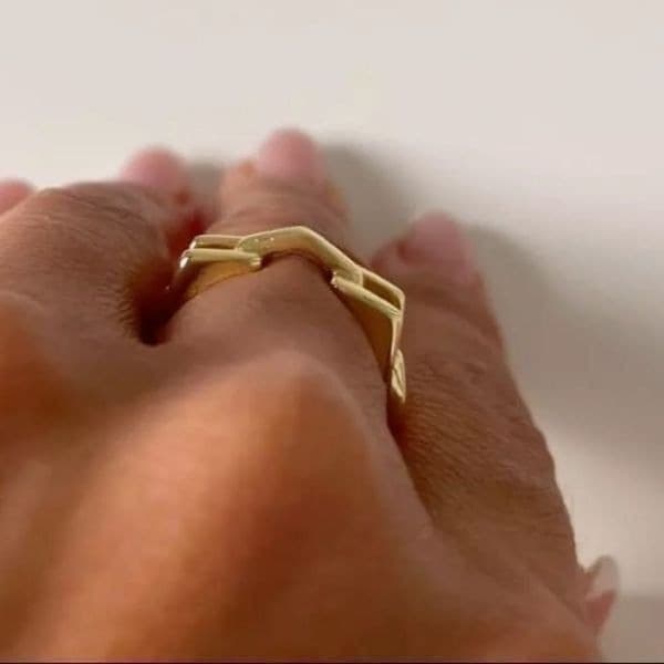 The 3D Geo Ring in 18k gold 925 adjustable links - Thumbnail 6