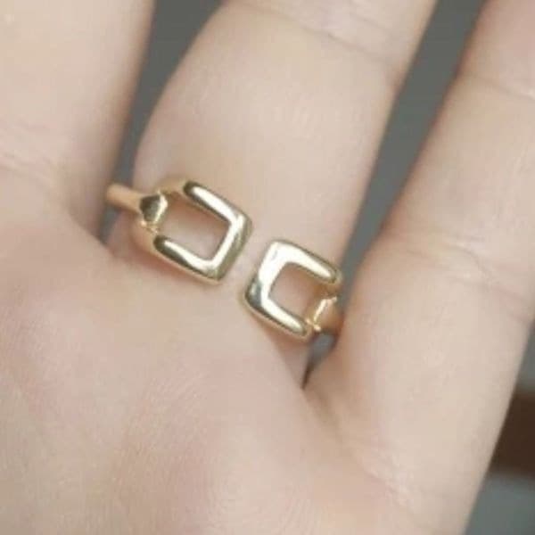 The 3D Geo Ring in 18k gold 925 adjustable links - Thumbnail 8