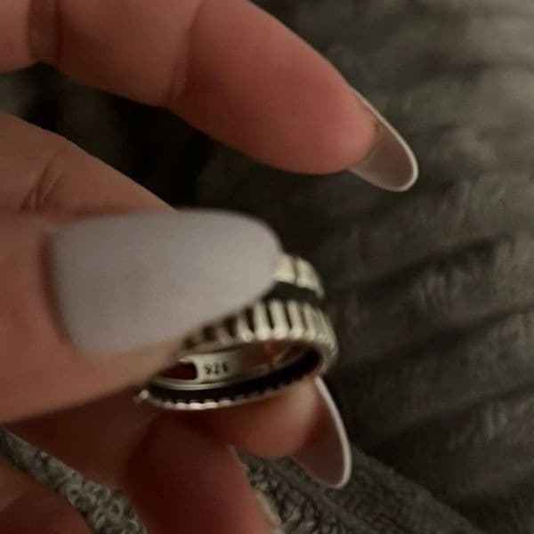 The Black Stripe Ring Adjustable in 925 silver antiqued - Thumbnail 5