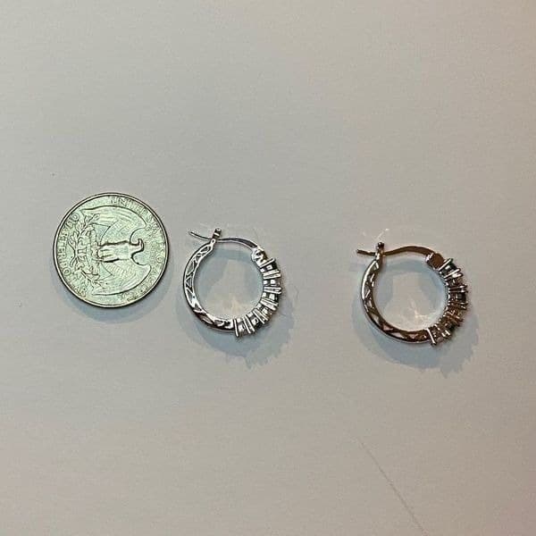 The Classic Bestselling 925 Silver Emerald& White Sapphire hoop earrin - Thumbnail 9