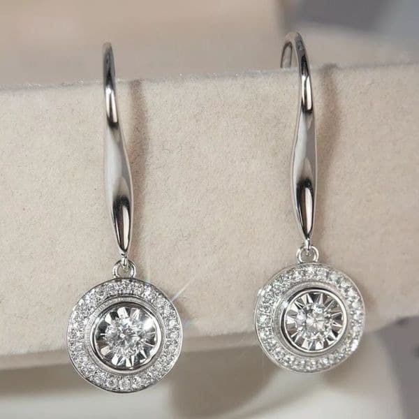 The Dazzling Dish 925 Silver White Sapphire Drop earrings - Thumbnail 2