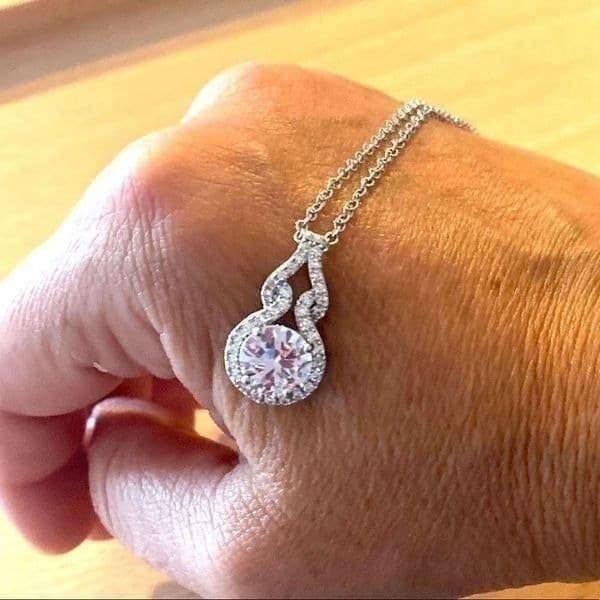 The Cathedral diamond estate inspired 925 silver Pendant necklace - Thumbnail 4