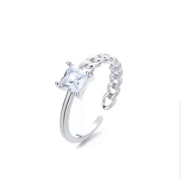 The Multi Ring adjustable 925 half link ring with cubic zirconia - Thumbnail 4