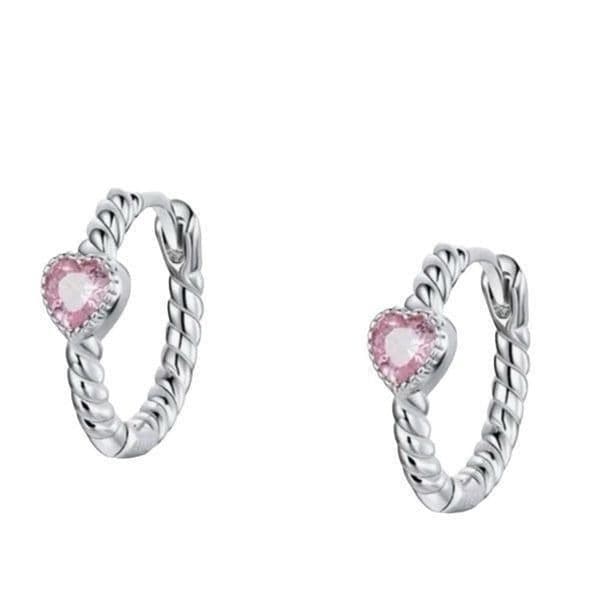 The Tiniest Pink Heart Dainty Hoop Huggie micro earrings - Thumbnail 9