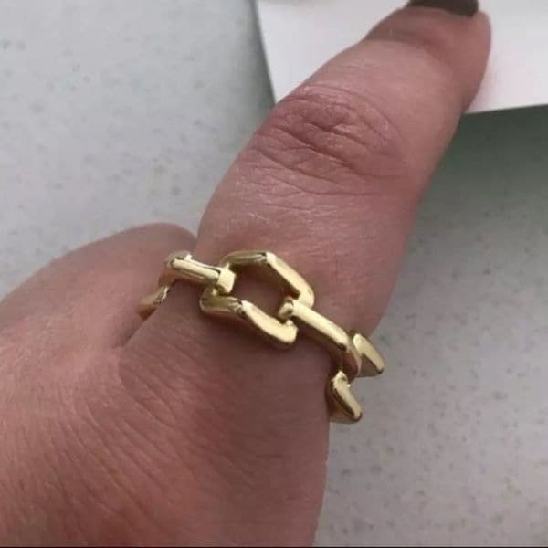 The 3D Geo Ring in 18k gold 925 adjustable links - Thumbnail 5