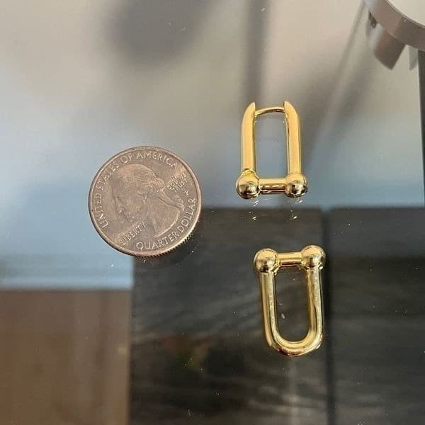 The U Link 2 in 1 Statement Drop Earring in Gold 925/14k - Thumbnail 4