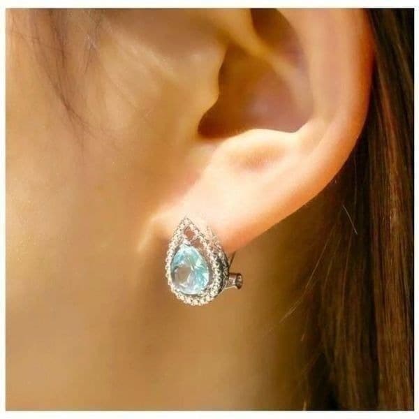 The Don’t Cry For Me Tear Drop estate inspired zirconium/topaz earrings - Image 1