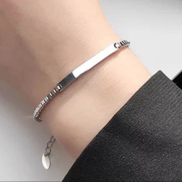 The Basic Bar Bracelet in sterling silver. - Thumbnail 2