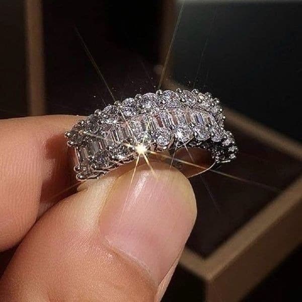 TheMistress Classic 925 Silver White Sapphire band ring - Thumbnail 2