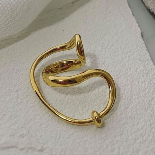 The Extra Abstract statement geometric ring in yellow gold plating over Silver - Thumbnail 8