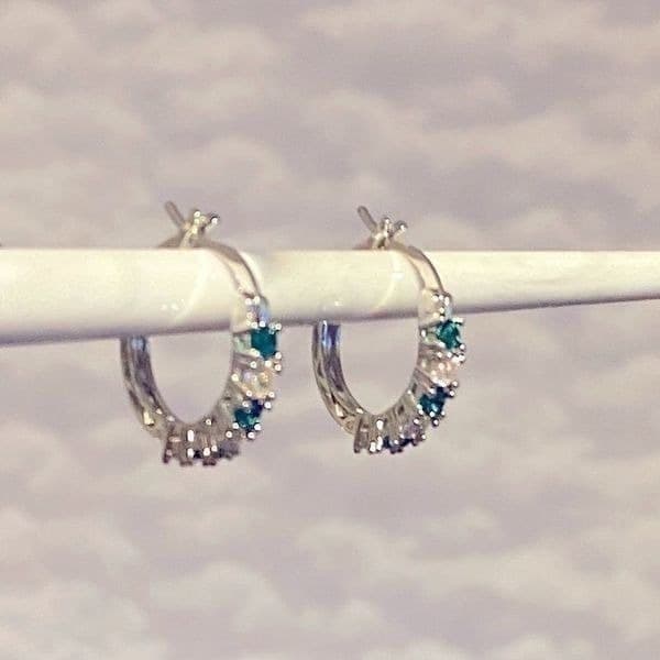 The Classic Bestselling 925 Silver Emerald hoops - Thumbnail 11