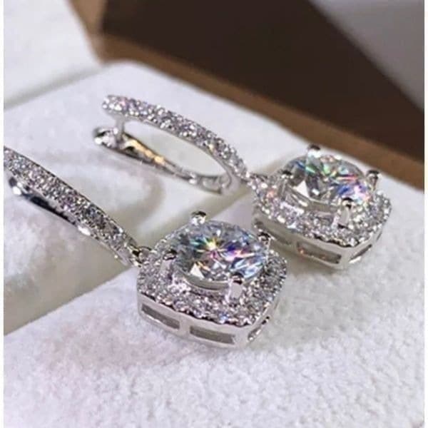 The Bling 925 Silver Drop White Sapphire Earrings - Thumbnail 4