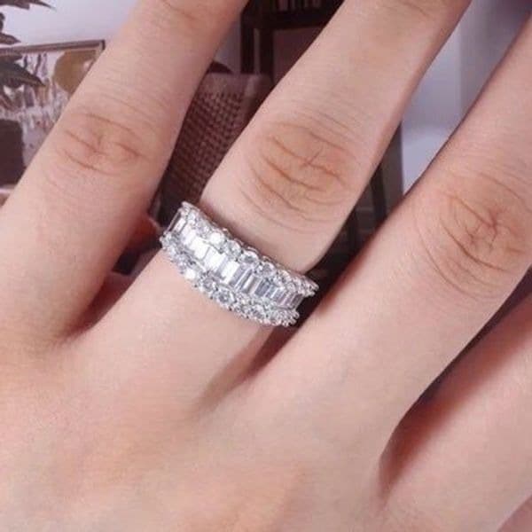 TheMistress Classic 925 Silver White Sapphire band ring - Thumbnail 10