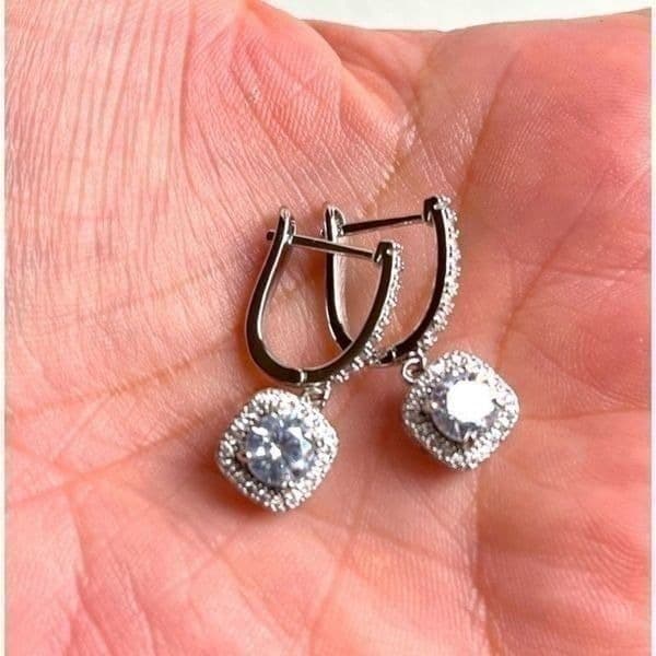 The Bling 925 Silver Drop White Sapphire Earrings - Thumbnail 6