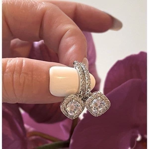 The Bling 925 Silver Drop White Sapphire Earrings - Thumbnail 3