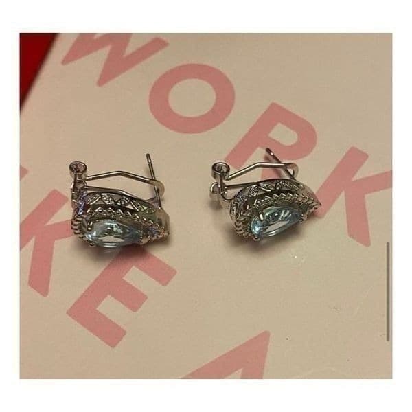 The Don’t Cry For Me Tear Drop estate inspired zirconium/topaz earrings - Thumbnail 4