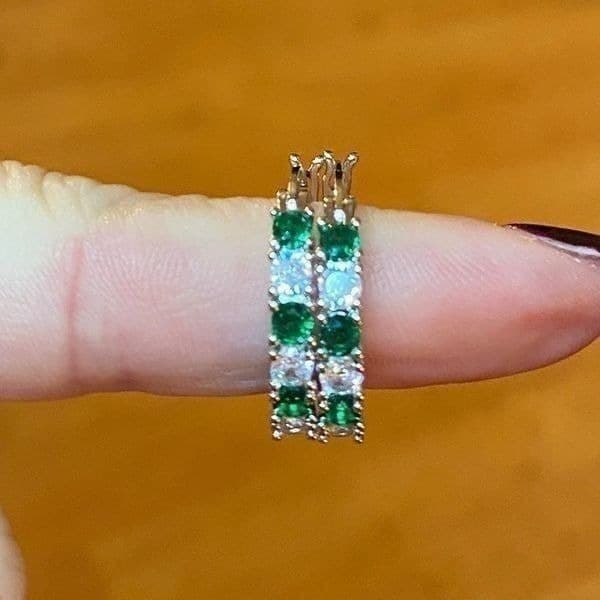 The Classic Bestselling 925 Silver Emerald hoops - Thumbnail 5