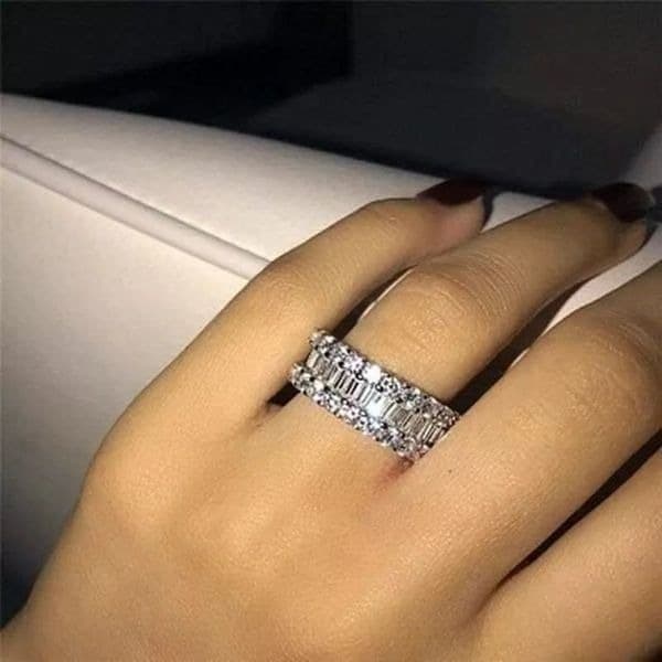 TheMistress Classic 925 Silver White Sapphire band ring - Thumbnail 3