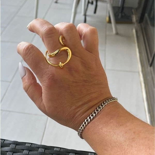 The Extra Abstract statement geometric ring in yellow gold plating over Silver - Thumbnail 4