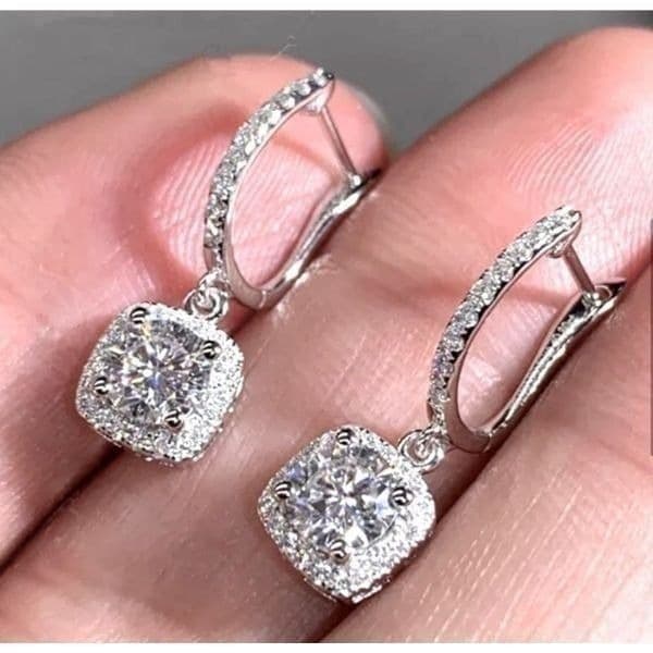 The Bling 925 Silver Drop White Sapphire Earrings - Image 1