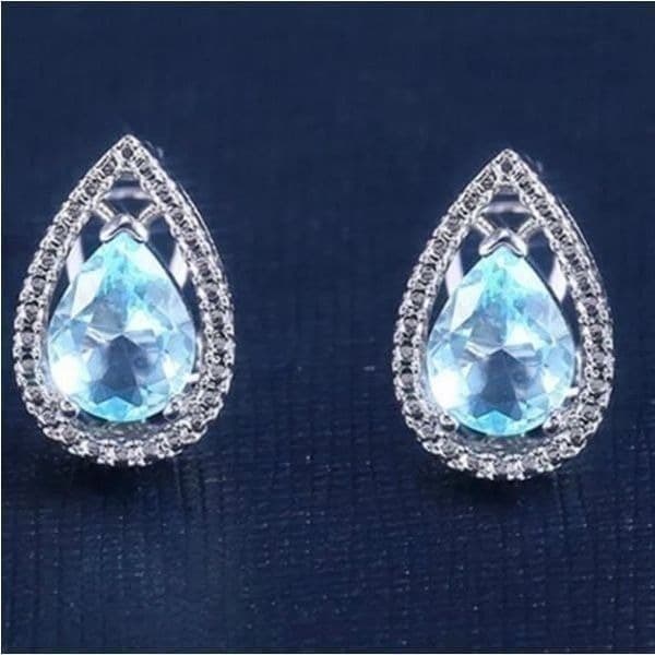 The Don’t Cry For Me Tear Drop estate inspired zirconium/topaz earrings - Thumbnail 2