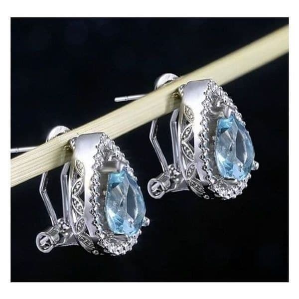 The Don’t Cry For Me Tear Drop estate inspired zirconium/topaz earrings - Thumbnail 6