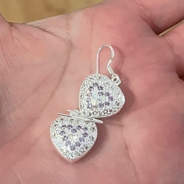 The Dangling Puff Heart earrings in 925 and cubic zirconia - Thumbnail 7