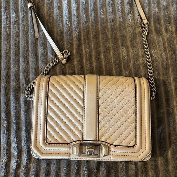 Rebecca Minkoff Small Love Leather neutral colored crossbody Bag - Thumbnail 9