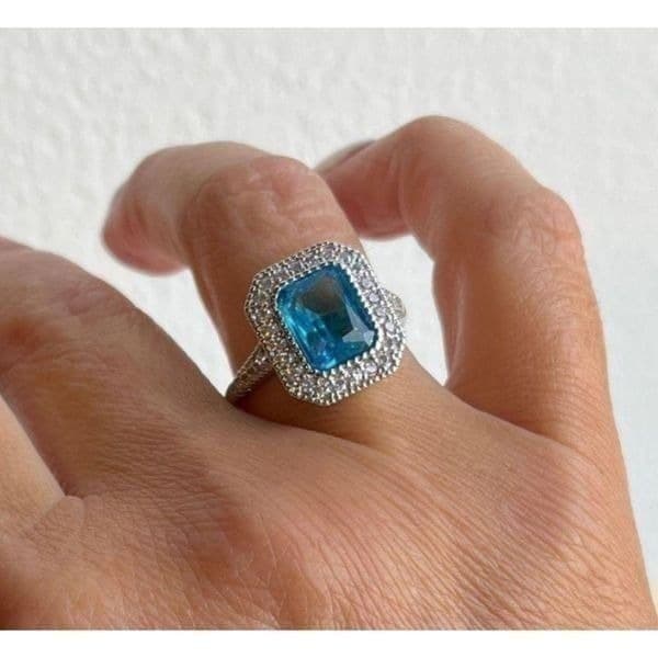 The Aquamarine Princess Ring in 925 sz 7 - Thumbnail 3