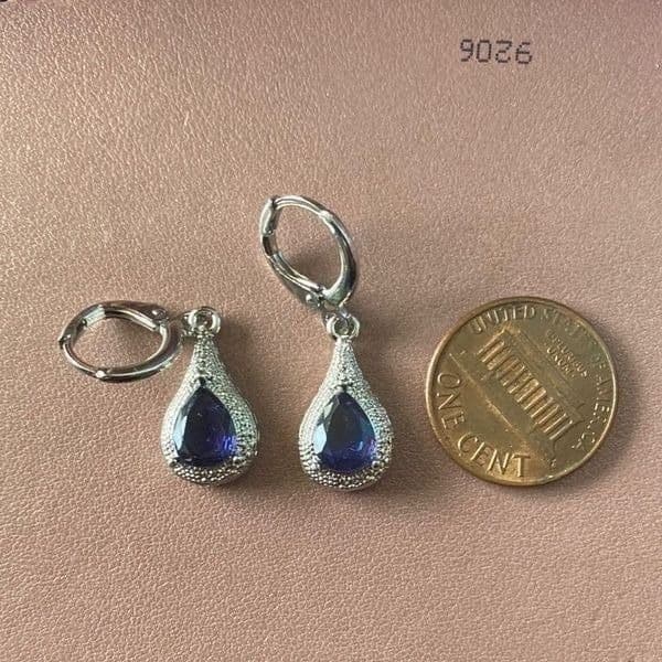 The Best seller Estate inspired sapphire/925 silver Drop Earrings - Thumbnail 9