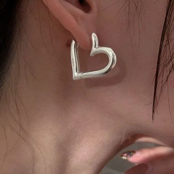 The Statement Heart earrings hoop huggie in 925 silver - Image 1
