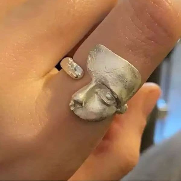 The half face ring in 925 silver adjustable - Thumbnail 3