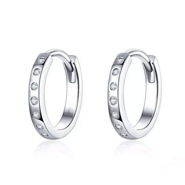 The Huggie Restock 925/White sapphire hoops-huggie earrings - Thumbnail 7